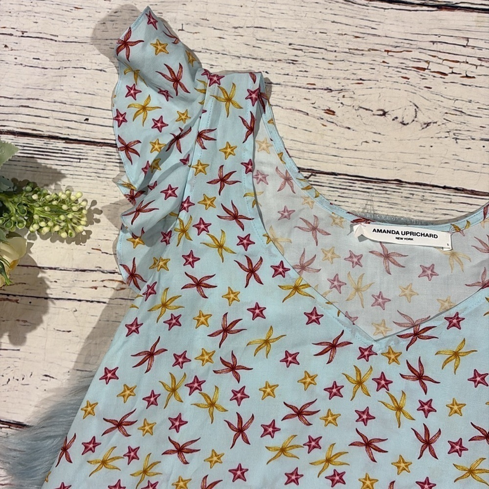 Amanda Uprichard Star Patterned Ruffle Flutter Tank - Picture 3 of 6
